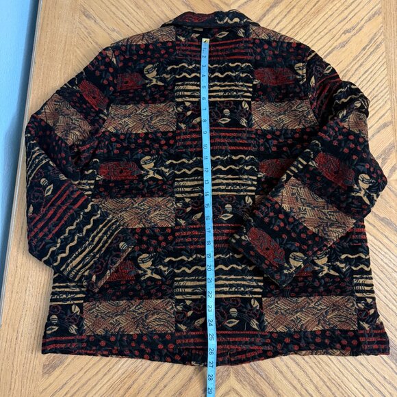 Tanjay Blazer Brocade Multicolor Jacket Geometric Pattern Long Sleeves Size L - Picture 8 of 12